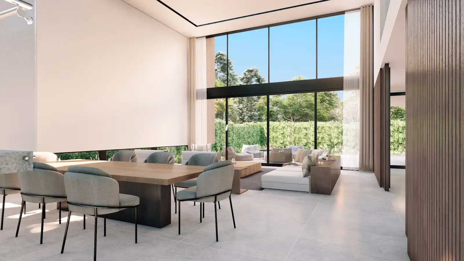 24 SW 24th Road - Double-height dining and living space rendering