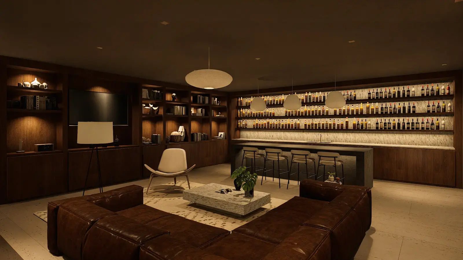 24 SW 24th Road - Lower-level lounge rendering
